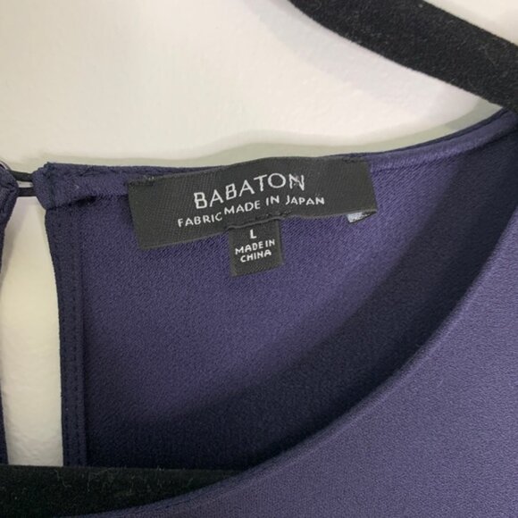 Aritzia Babaton Chaplin Flutter Sleeve Blouse Navy - Picture 8 of 16